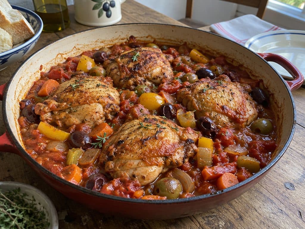 Chicken Cacciatore (Italian Braised Chicken with Tomatoes and Olives)
