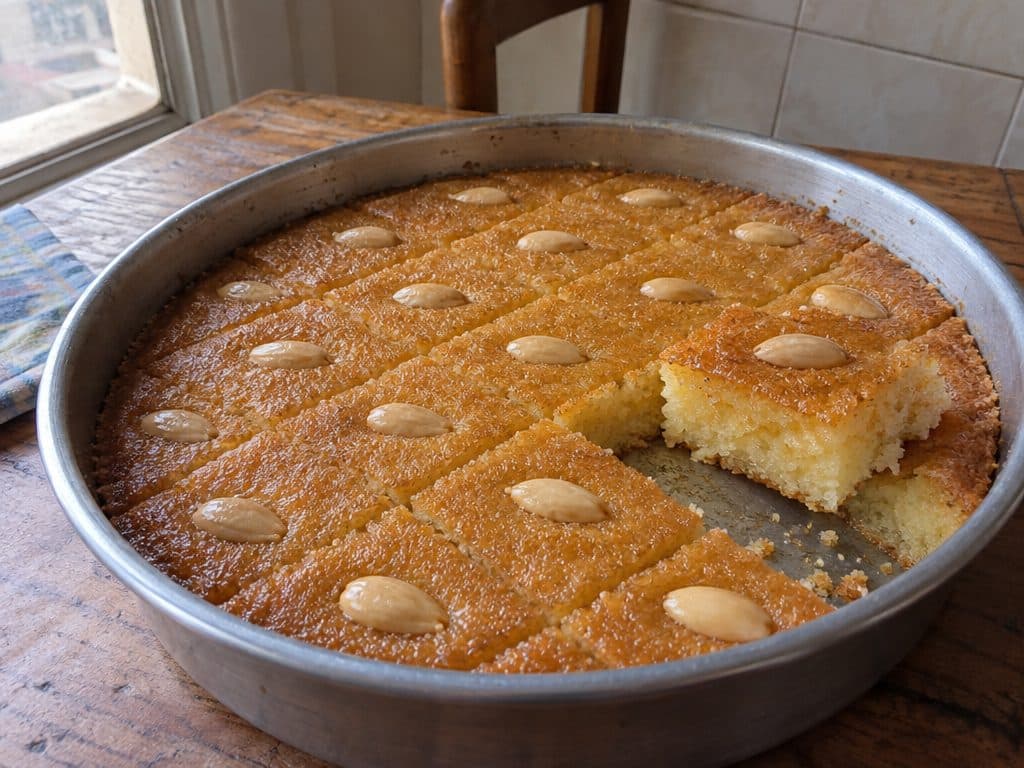 بسبوسة مصرية باللوز والقطر