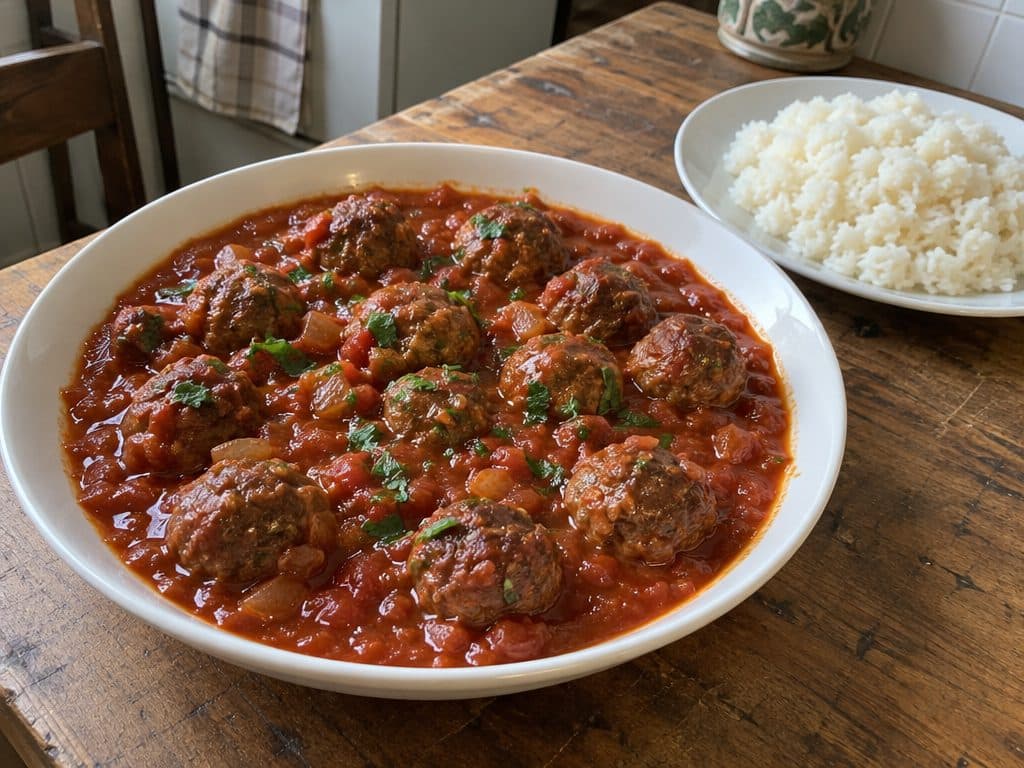Egyptian Dawood Basha (Meatballs in Tomato Sauce)