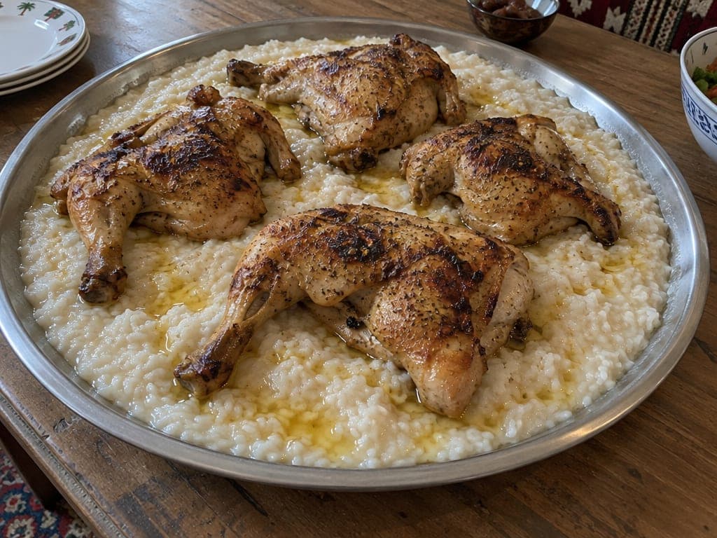 Saudi Saleeg (Creamy Broth and Milk Rice with Chicken)