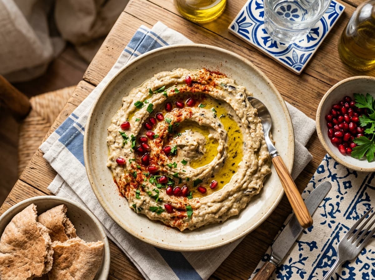 متبل الباذنجان المشوي بالطحينة