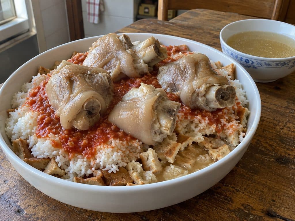 Egyptian Fattet Kawareh (Beef Trotters Fatta)